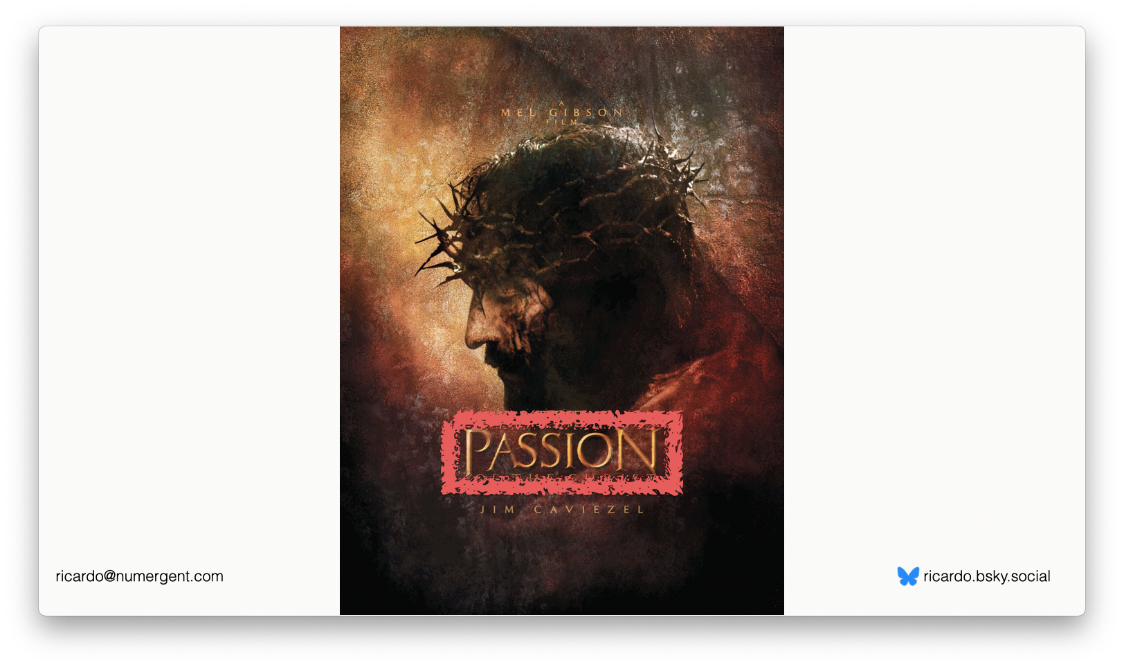 Slide showing the poster for the movie "Passion of the Christ", with the word "Passion" highlighted