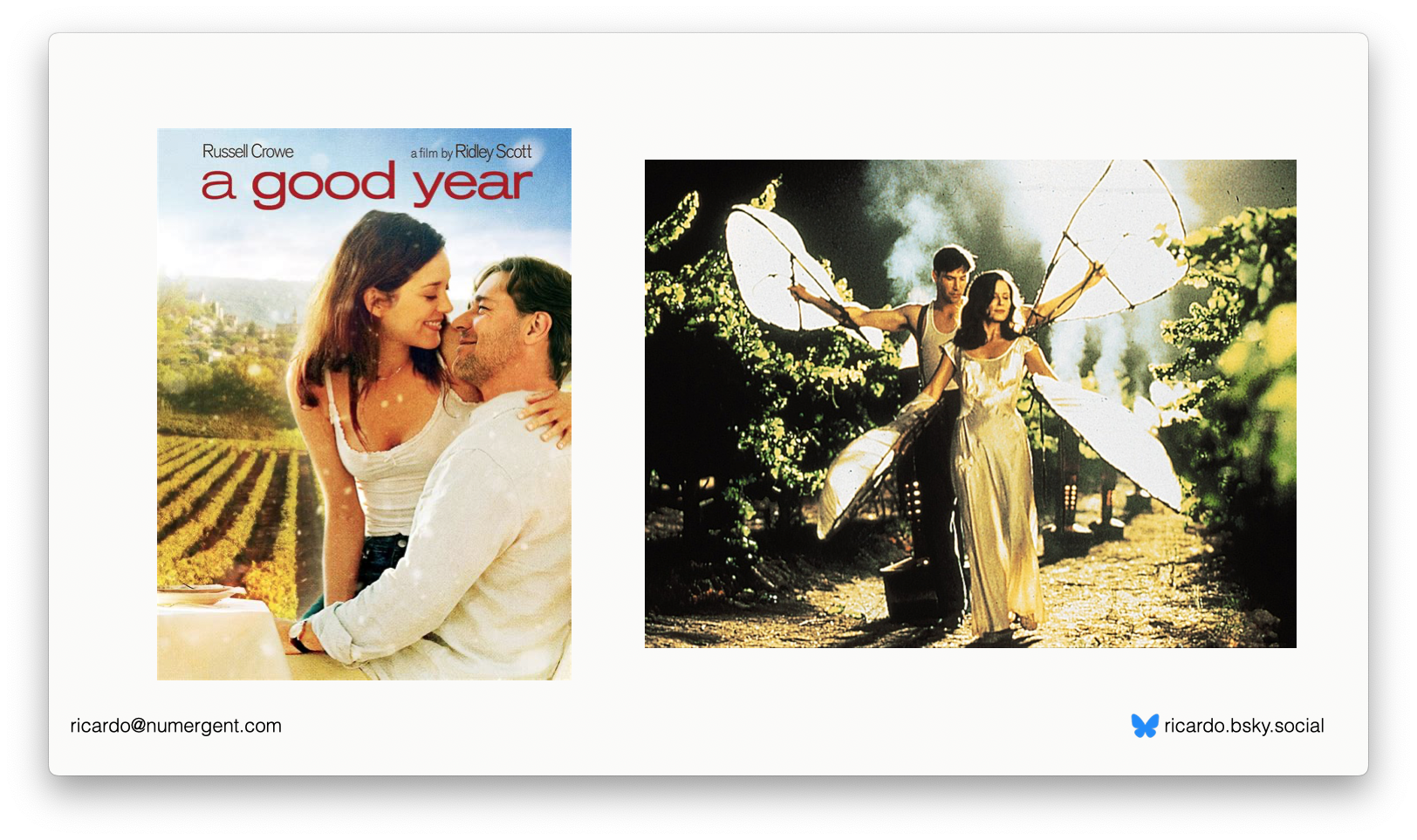 Slide showing the poster for the movie "A Good Year", and a scene from "A Walk In The Clouds"